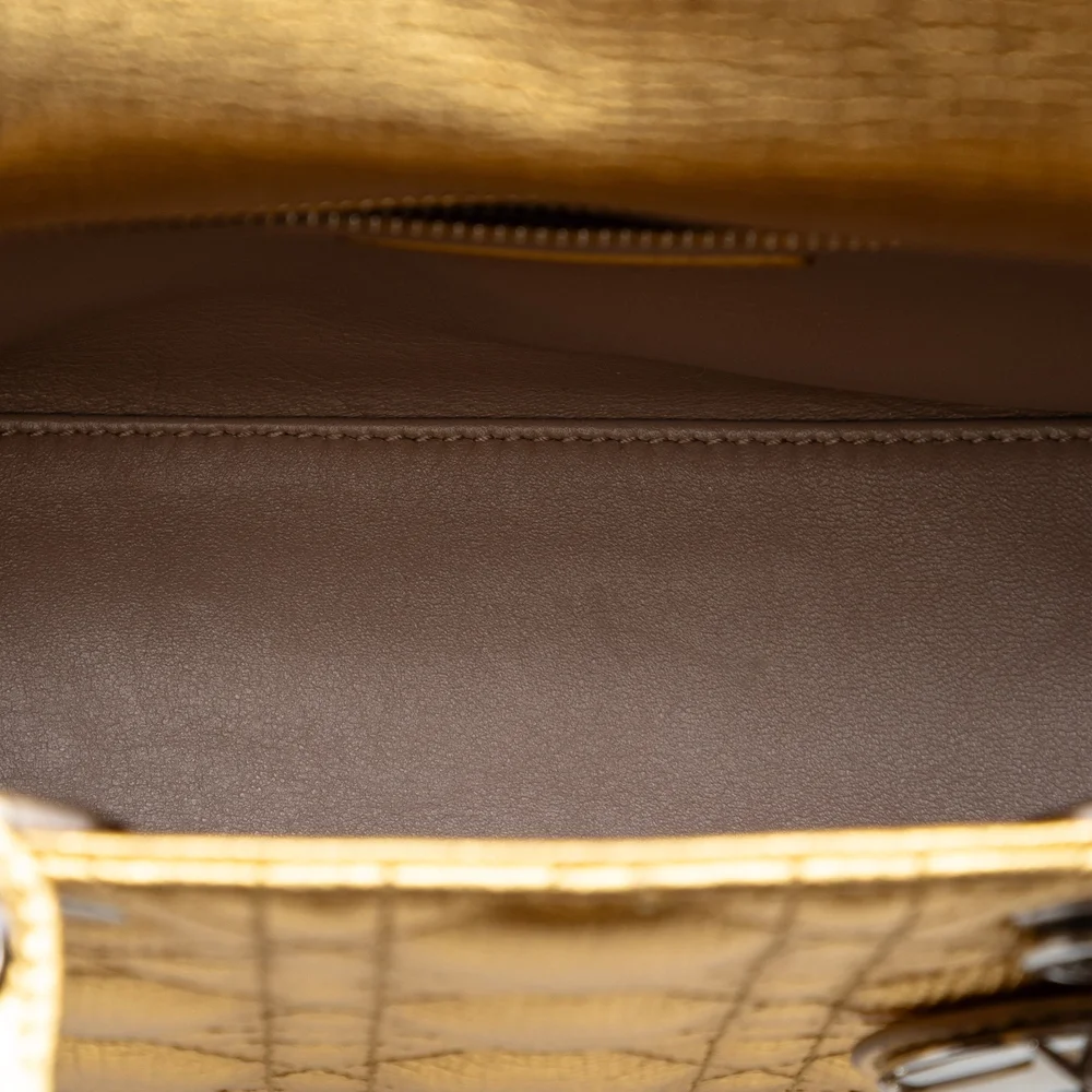Pre-Loved Dior Small Metallic Grained Calfskin Cannage My ABCDior Lady Dior